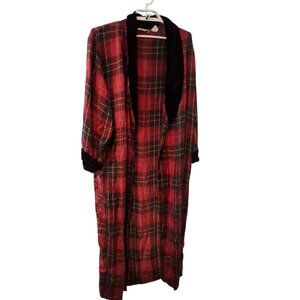 Victorias Secret vintage gold label long robe womens Small plaid silk NO BELT
